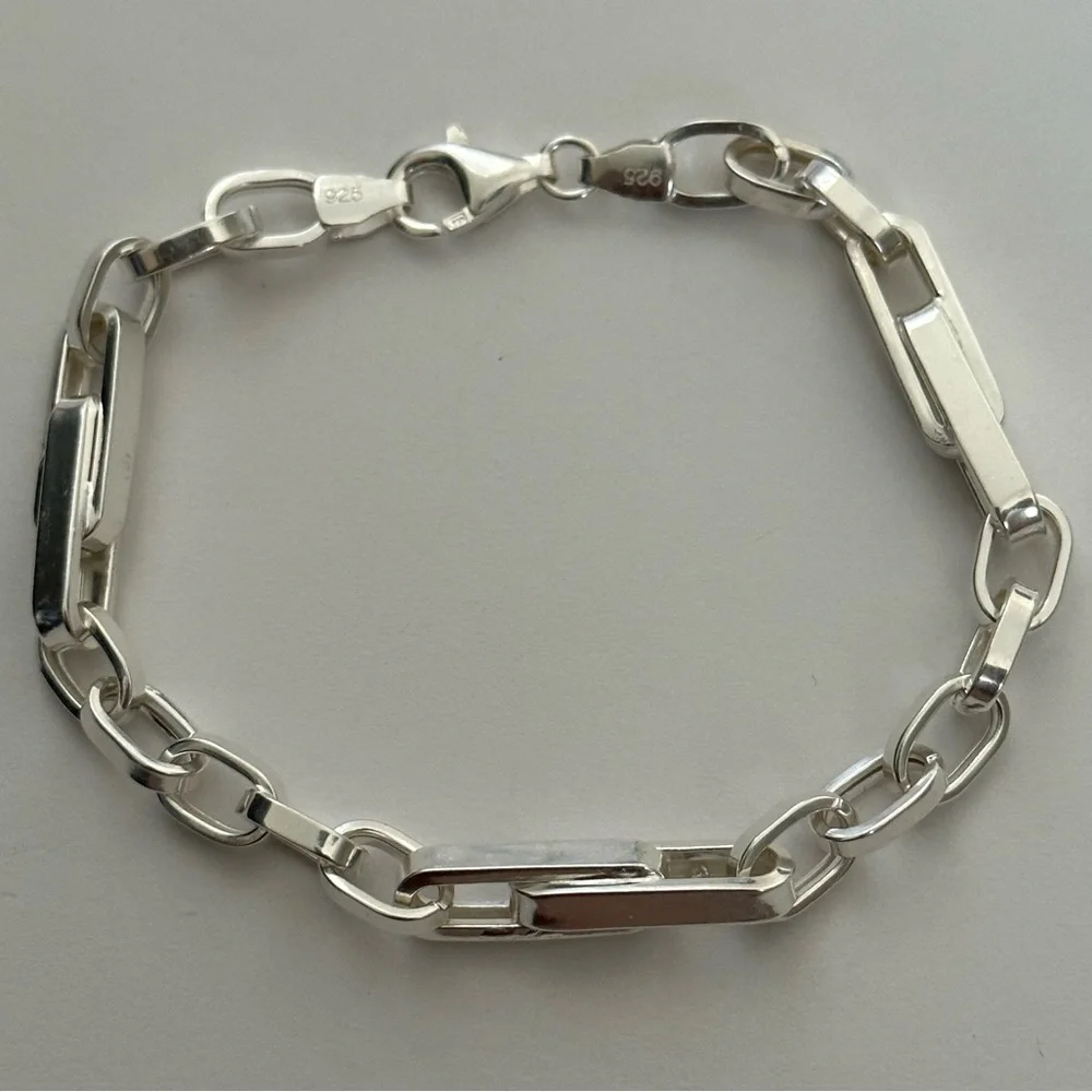 8.25 “ 6mm 925 silver bracelet link chain 8.25 inches Unisex